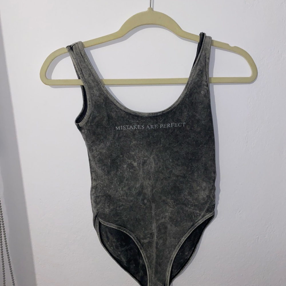 Distressed gray bodysuit